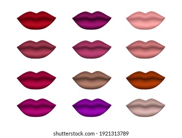 Lips set vector design.Colorful sexy lips isolated on a white background.