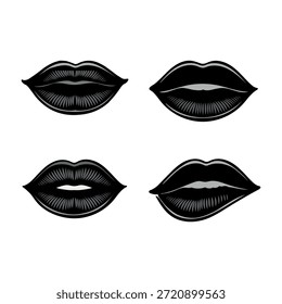 Lips. Set of vector icons showing human mouths and lips.