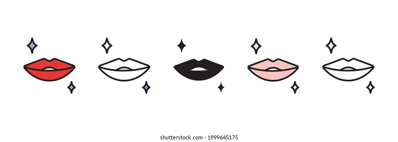 lips set vector type icon