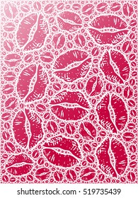 lips shape with fabric pattern vector print pattern