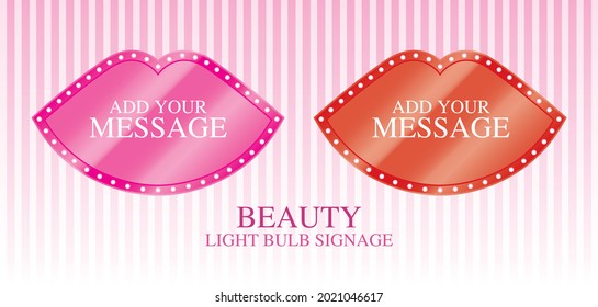 lips shape light bulb sign graphic vector for adding your text