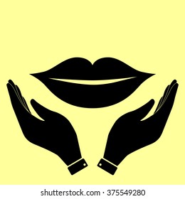 Lips sign. Flat style icon vector illustration.
