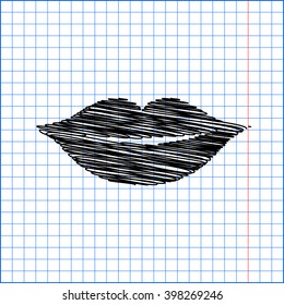 Lips sign. Flat style icon
