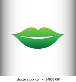 Lips sign. Green gradient icon