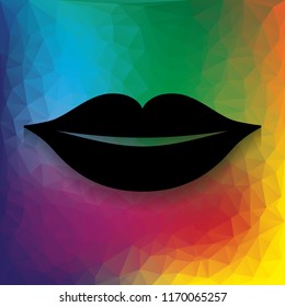 Lips sign illustration. Vector. Flat style black icon on white.