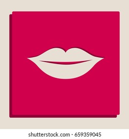 Lips sign illustration. Vector. Grayscale version of Popart-style icon.