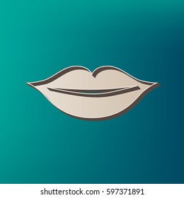 Lips sign illustration. Vector. Icon printed at 3d on sea color background.