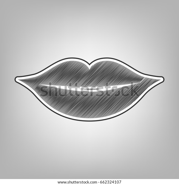 Lips Sign Illustration Vector Pencil Sketch Stock Vector
