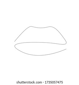 Lips silhouette line draw, vector illustration