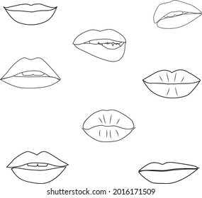 Lips Silhouette Outline Vector Designs Stock Vector (Royalty Free ...