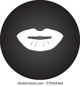 Lips simple icon on colorful round background