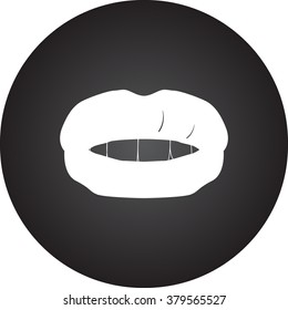 Lips simple icon on colorful round background