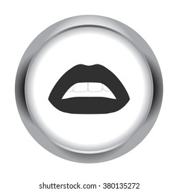 Lips simple icon on grey round background