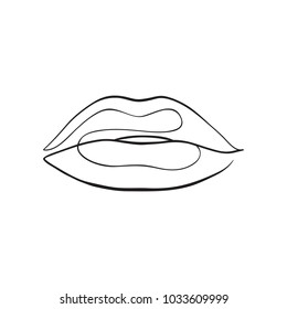 Lips Single Line Drawing Art