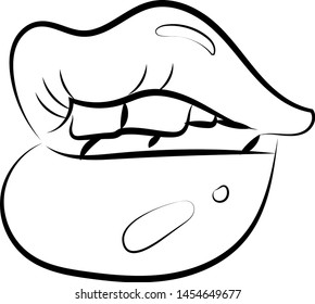 Lips sketch, illustration, vector on white background.