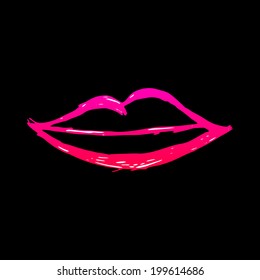 lips sketch on a black background