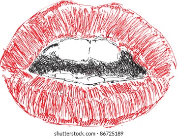 Lips sketch vector illustration