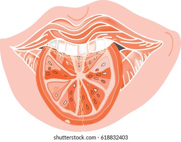 lips with a slice of orange