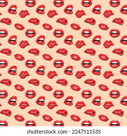 lips slogan pattern t shirt design 