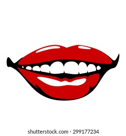 Lips. Smile. Ink drawing.