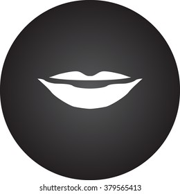 Lips smile simple icon on colorful round background