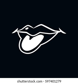 Lips smile tongue icon vector illustration