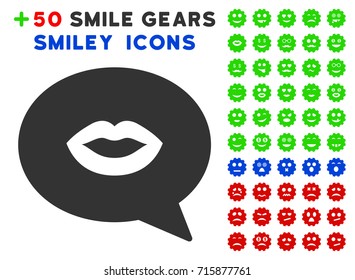Lips Smiley Message pictograph with bonus emotion pictograms. Vector illustration style is flat iconic symbols for web design, app user interfaces.