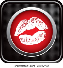 lips smooch on black web button
