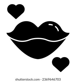 Lips solid icon. Kiss with heart vector illustration isolated on white. Love glyph style design, designed for web and app. Eps 10