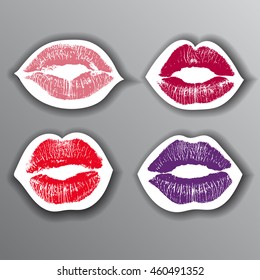 The lips stickers set. design element. vector illustration.