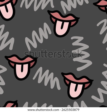 lips sticking out tounge seamless pattern for sticker, postcard, wallpaper, mural, fabric, prints, wall decor, clothing, etc