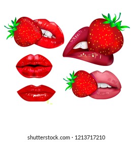 Lips and strawberry