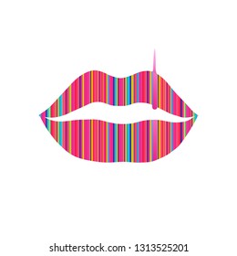 Lips stylized color icon. Isolated vector on white background.