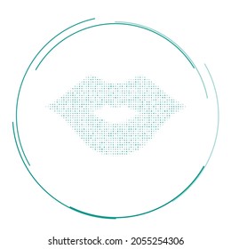Das Lippen-Symbol gefüllt mit Teelöffeln. Pointillismus-Stil. Vektorgrafik auf weißem Hintergrund