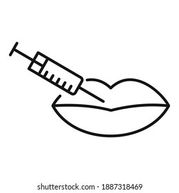 Lips syringe icon. Outline lips syringe vector icon for web design isolated on white background