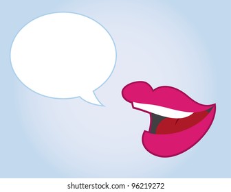Lips talking with speech bubble