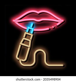 Lips Tattoo neon light sign vector. Glowing bright icon Lips Tattoo sign. transparent symbol illustration