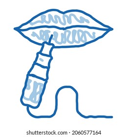 Lips Tattoo sketch icon vector. Hand drawn blue doodle line art Lips Tattoo sign. isolated symbol illustration
