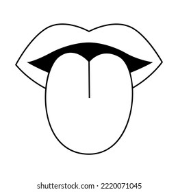 Lips tattoo in y2k, 1990s, 2000s style. Emo goth element design. Old school tattoo. Vector illustration