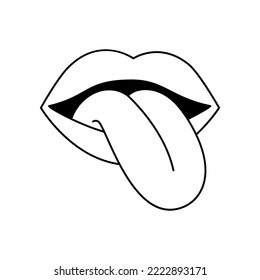 Lips tattoo in y2k, 1990s, 2000s style. Emo goth element design. Old school tattoo. Vector illustration