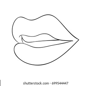 lips with teeth cartoon outline vector symbol icon design. Beautiful illustration isolated on white background