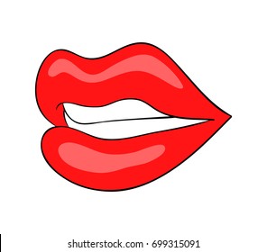 lips with teeth cartoon vector symbol icon design. Beautiful illustration isolated on white background
