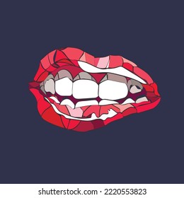 Lips and teeth, clip art style smile for your designs