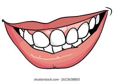 Lips with teeth on white background