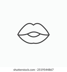 Lips thin liner icon isolated