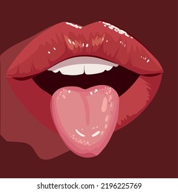 lips and tongue close up design