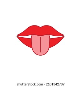 labios con vector de icono de lengua