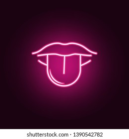 lips tongue line neon icon. Elements of body parts set. Simple icon for websites, web design, mobile app, info graphics