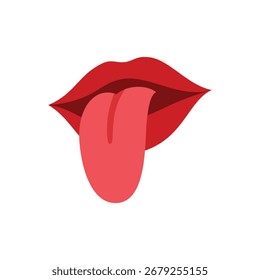 Labios con diseño plano de la lengua hacia fuera