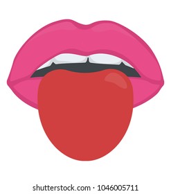 Lips with tongue sticking out flat design icon